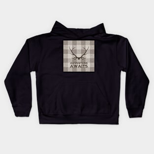 Adventure Awaits Antlers - taupe Kids Hoodie